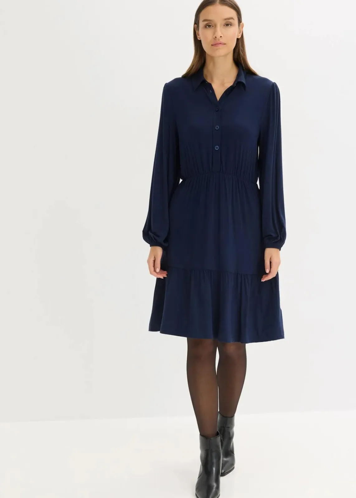 bonprix Bekleidung·Pullover & Strickjacken|Kleider^Jerseykleid aus softem Viskose-Mix dunkelblau