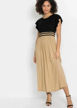 bonprix Kleider|Bekleidung·Pullover & Strickjacken^Jerseykleid aus Viskose schwarz/latte macchiato