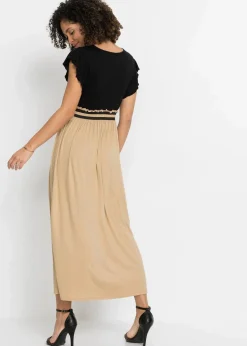 bonprix Kleider|Bekleidung·Pullover & Strickjacken^Jerseykleid aus Viskose schwarz/latte macchiato