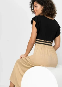 bonprix Kleider|Bekleidung·Pullover & Strickjacken^Jerseykleid aus Viskose schwarz/latte macchiato