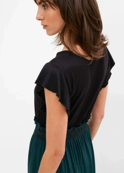 bonprix Bekleidung·Pullover & Strickjacken|Kleider^Jerseykleid aus Viskose schwarz/tiefgrün