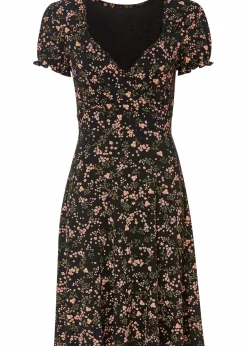 bonprix Nachhaltigere Materialien|Kleider^Jerseykleid aus Viskose-Mix schwarz floral