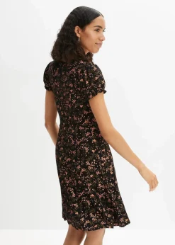 bonprix Nachhaltigere Materialien|Kleider^Jerseykleid aus Viskose-Mix schwarz floral