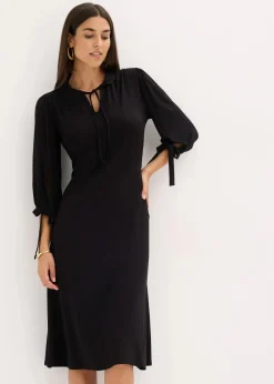 bonprix Kleider|Bekleidung·Pullover & Strickjacken^Jerseykleid aus Viskose-mix schwarz