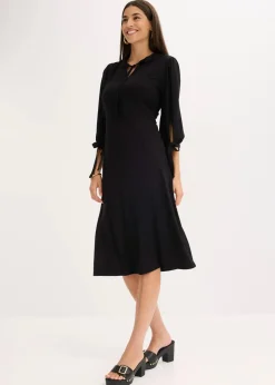 bonprix Kleider|Bekleidung·Pullover & Strickjacken^Jerseykleid aus Viskose-mix schwarz
