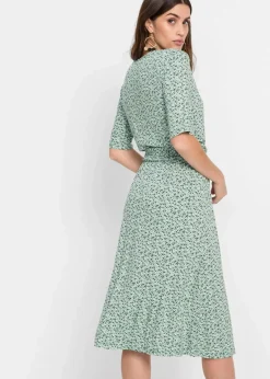 bonprix Bekleidung·Pullover & Strickjacken|Kleider^Jerseykleid aus Viskose-Mix pastellgrün floral