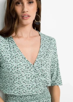 bonprix Bekleidung·Pullover & Strickjacken|Kleider^Jerseykleid aus Viskose-Mix pastellgrün floral