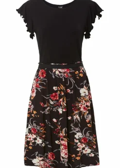 bonprix Nachhaltigere Materialien|Kleider^Jerseykleid aus Viskose-Mix schwarz floral