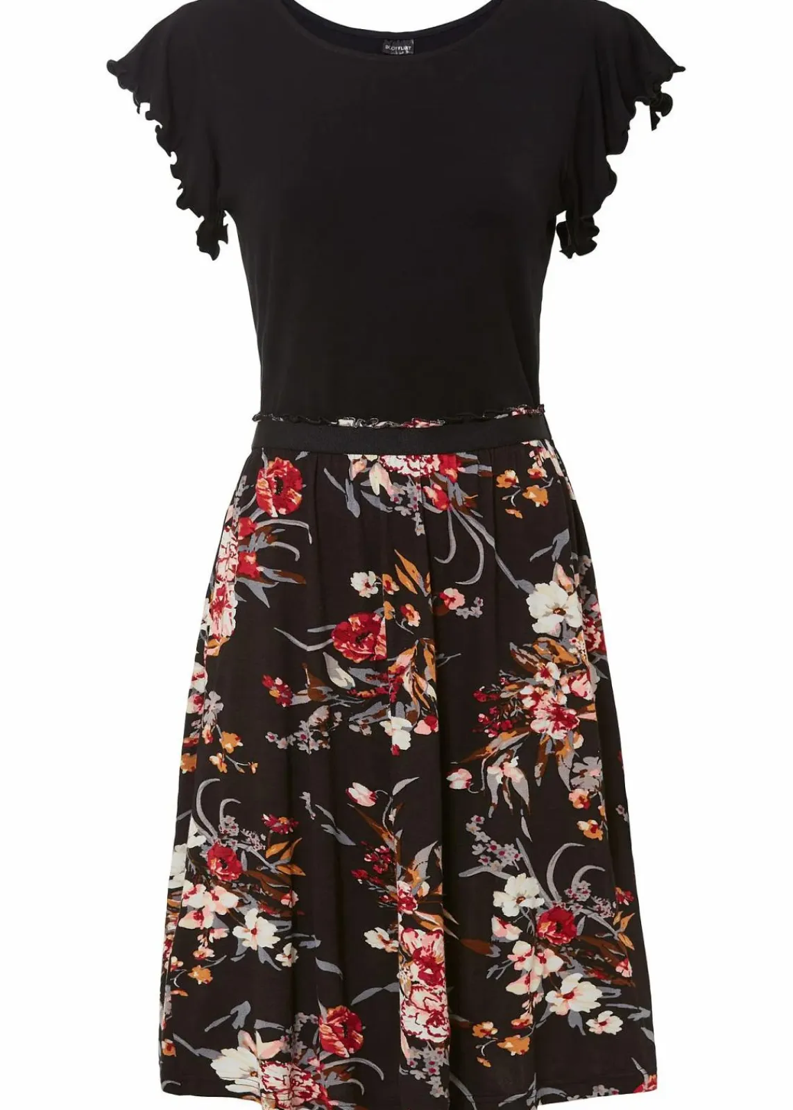 bonprix Nachhaltigere Materialien|Kleider^Jerseykleid aus Viskose-Mix schwarz floral