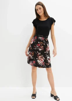 bonprix Nachhaltigere Materialien|Kleider^Jerseykleid aus Viskose-Mix schwarz floral