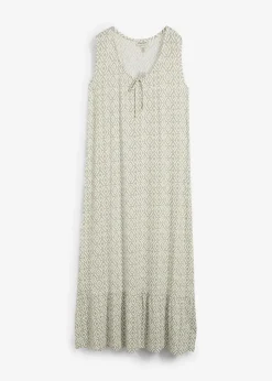 bonprix Kleider|Bekleidung·Pullover & Strickjacken^Jerseykleid aus Viskose-Mix seegras/wollweiß bedruckt