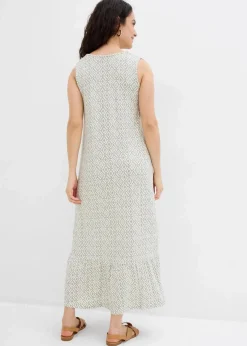bonprix Kleider|Bekleidung·Pullover & Strickjacken^Jerseykleid aus Viskose-Mix seegras/wollweiß bedruckt