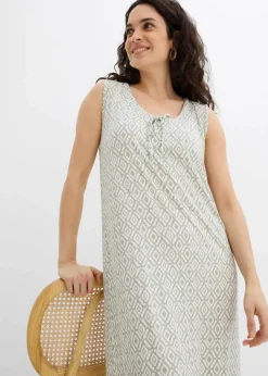 bonprix Kleider|Bekleidung·Pullover & Strickjacken^Jerseykleid aus Viskose-Mix seegras/wollweiß bedruckt