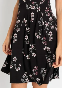 bonprix Kleider|Nachhaltigere Materialien^Jerseykleid aus Viskose-Mix schwarz geblümt