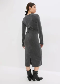 bonprix Bekleidung·Pullover & Strickjacken|Kleider^Jerseykleid aus Viskose-Mix anthrazit meliert