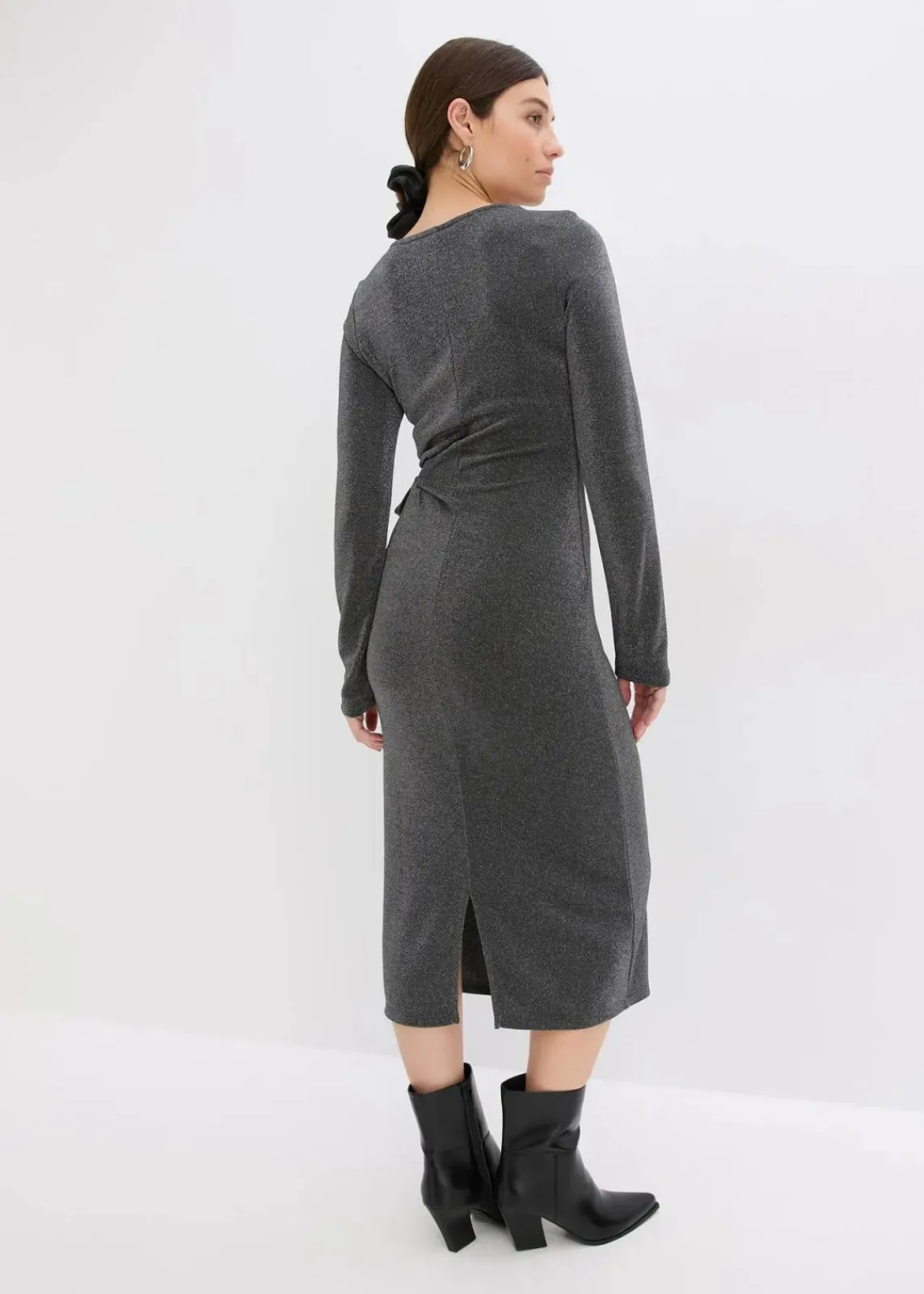 bonprix Bekleidung·Pullover & Strickjacken|Kleider^Jerseykleid aus Viskose-Mix anthrazit meliert