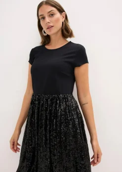 bonprix Bekleidung·Pullover & Strickjacken|Nachhaltigere Materialien^Jerseykleid aus Viskose-Mix schwarz