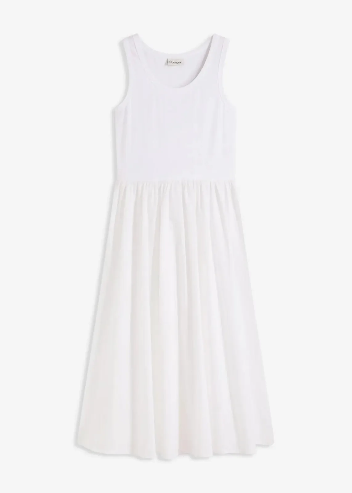 bonprix Nachhaltigere Materialien|Bekleidung·Pullover & Strickjacken^Jerseykleid im Materialmix weiß