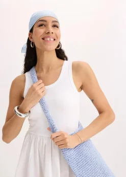 bonprix Nachhaltigere Materialien|Bekleidung·Pullover & Strickjacken^Jerseykleid im Materialmix weiß