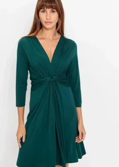 bonprix Bekleidung·Pullover & Strickjacken|Nachhaltigere Materialien^Jerseykleid in fließendem Viskose-Mix petrolgrün