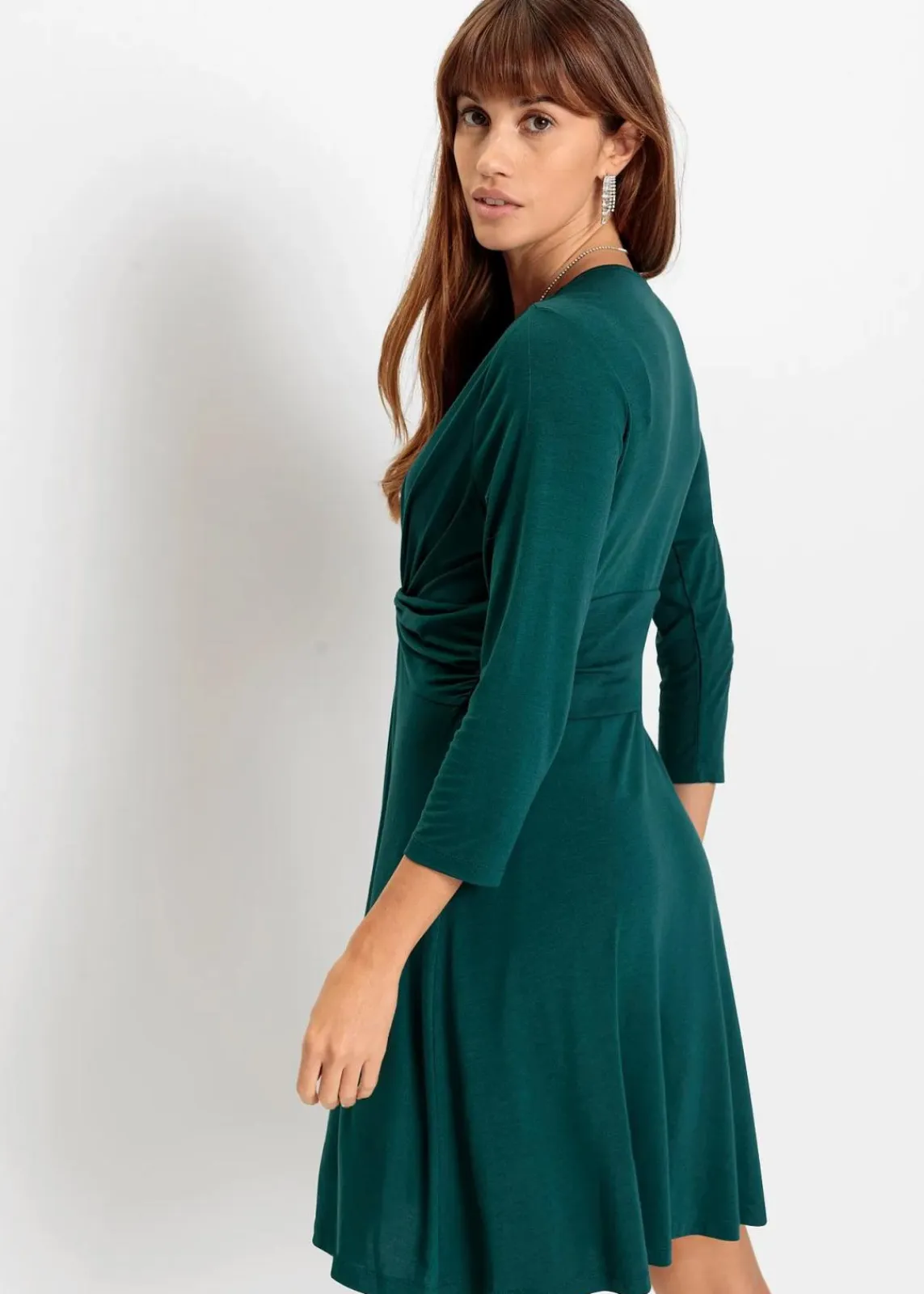 bonprix Bekleidung·Pullover & Strickjacken|Nachhaltigere Materialien^Jerseykleid in fließendem Viskose-Mix petrolgrün
