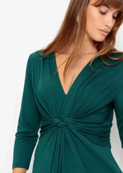 bonprix Bekleidung·Pullover & Strickjacken|Nachhaltigere Materialien^Jerseykleid in fließendem Viskose-Mix petrolgrün