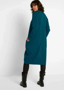 bonprix Bekleidung·Pullover & Strickjacken|Kleider^Jerseykleid in O-Shape blaupetrol