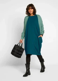 bonprix Bekleidung·Pullover & Strickjacken|Kleider^Jerseykleid in O-Shape blaupetrol