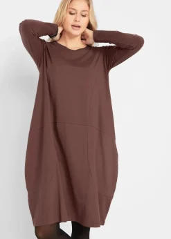 bonprix Kleider|Bekleidung·Pullover & Strickjacken^Jerseykleid in O-Shape terrabraun