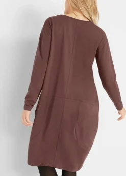 bonprix Kleider|Bekleidung·Pullover & Strickjacken^Jerseykleid in O-Shape terrabraun