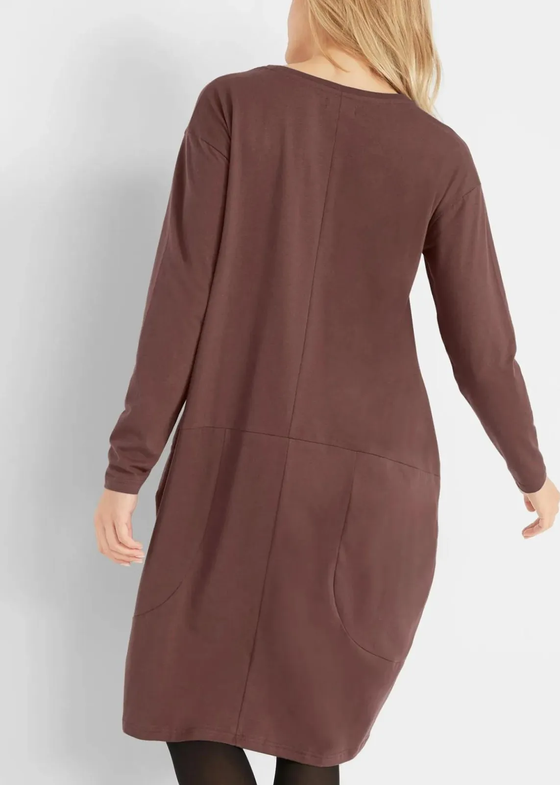 bonprix Kleider|Bekleidung·Pullover & Strickjacken^Jerseykleid in O-Shape terrabraun