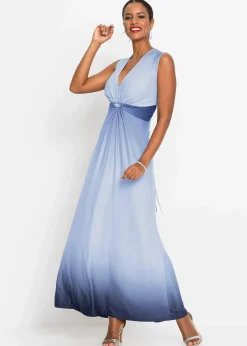 bonprix Bekleidung·Pullover & Strickjacken|Festliche Mode^Jerseykleid mit Drapierung blau / dunkelblau