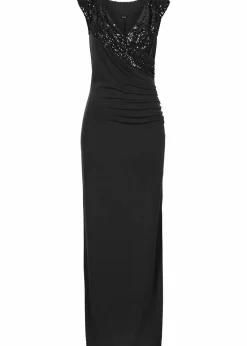 bonprix Kurzgrößen|Bekleidung·Pullover & Strickjacken^Jerseykleid mit Pailletten schwarz