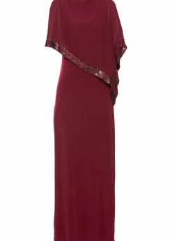 bonprix Bekleidung·Pullover & Strickjacken|Kleider^Jerseykleid mit Pailletten dunkelrot