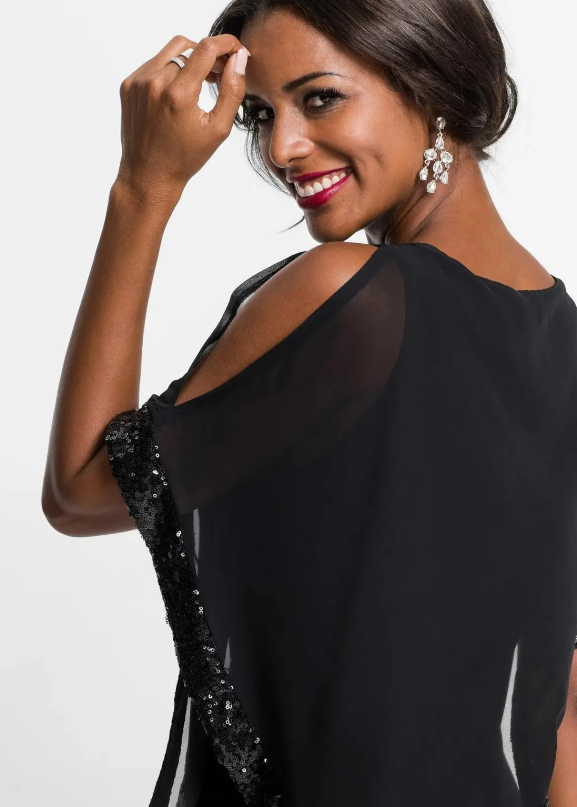 bonprix Festliche Mode|Kleider^Jerseykleid mit Pailletten schwarz