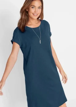 bonprix Kleider|Basics^Jerseykleid mit reiner Bio-Baumwolle dunkelblau