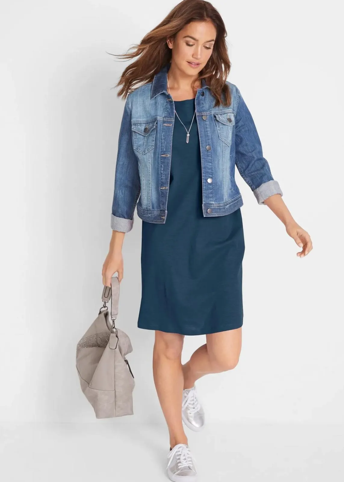 bonprix Kleider|Basics^Jerseykleid mit reiner Bio-Baumwolle dunkelblau