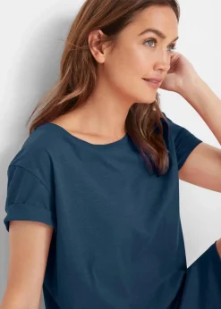 bonprix Kleider|Basics^Jerseykleid mit reiner Bio-Baumwolle dunkelblau