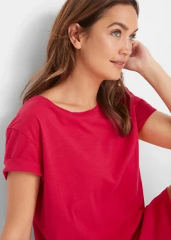 bonprix Kleider|Basics^Jerseykleid mit reiner Bio-Baumwolle rot