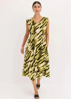 bonprix Bekleidung·Pullover & Strickjacken|Kleider^Jerseykleid mit Smock naturbeige/schwarz zebra bedruckt