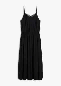 bonprix Nachhaltigere Materialien|Kleider^Jerseykleid mit Spitze schwarz