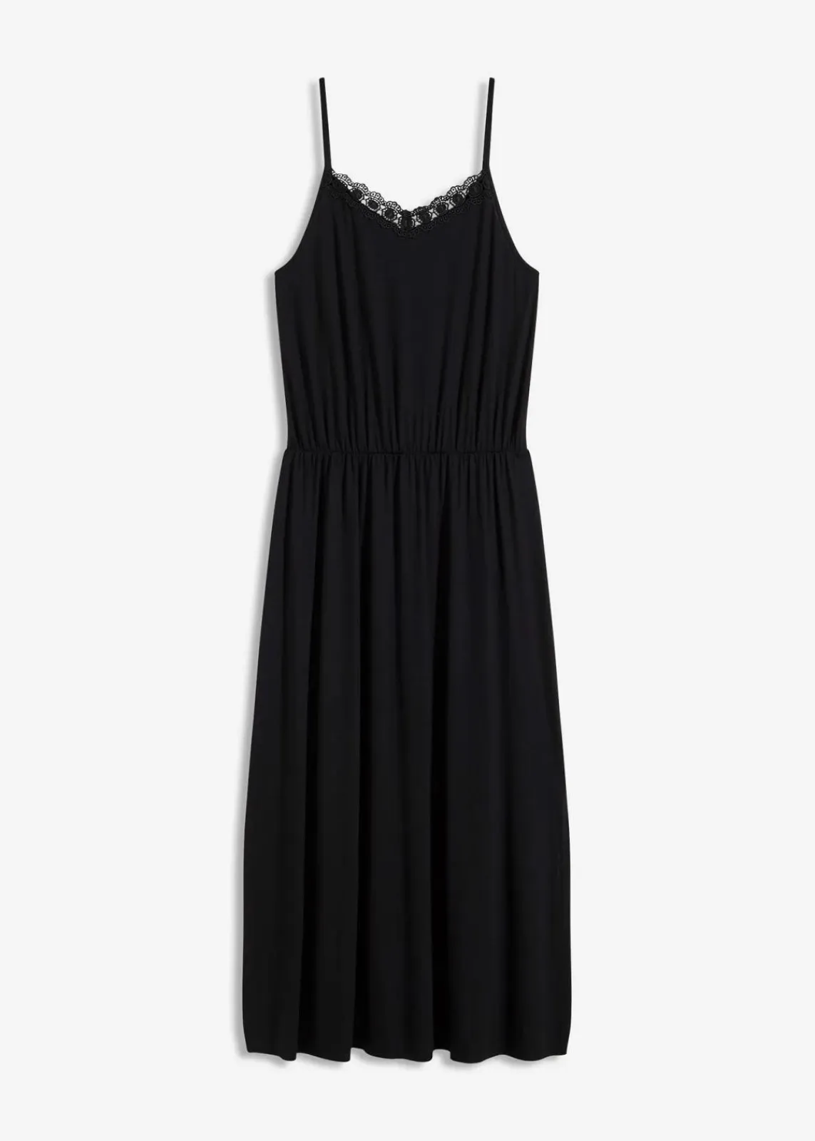 bonprix Nachhaltigere Materialien|Kleider^Jerseykleid mit Spitze schwarz