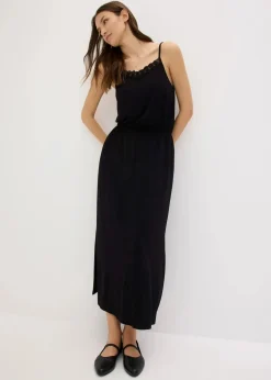 bonprix Nachhaltigere Materialien|Kleider^Jerseykleid mit Spitze schwarz