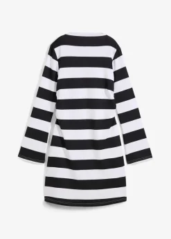 bonprix Nachhaltigere Materialien|Kleider^Jerseykleid mit Stehkragen schwarz/weiß gestreift