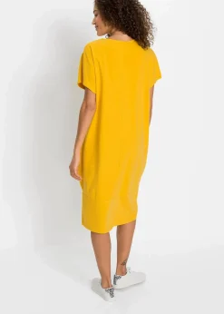 bonprix Kleider|Bekleidung·Pullover & Strickjacken^Jerseykleid mit Taschen safrangelb