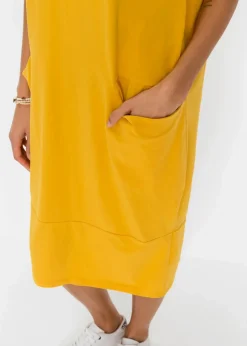 bonprix Kleider|Bekleidung·Pullover & Strickjacken^Jerseykleid mit Taschen safrangelb