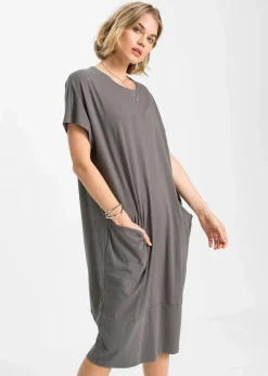 bonprix Bekleidung·Pullover & Strickjacken|Kleider^Jerseykleid mit Taschen grau