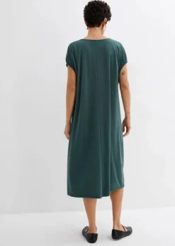 bonprix Kleider^Jerseykleid mit V-Ausschnitt aus Viskose-Mix schattengrün