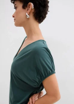 bonprix Kleider^Jerseykleid mit V-Ausschnitt aus Viskose-Mix schattengrün