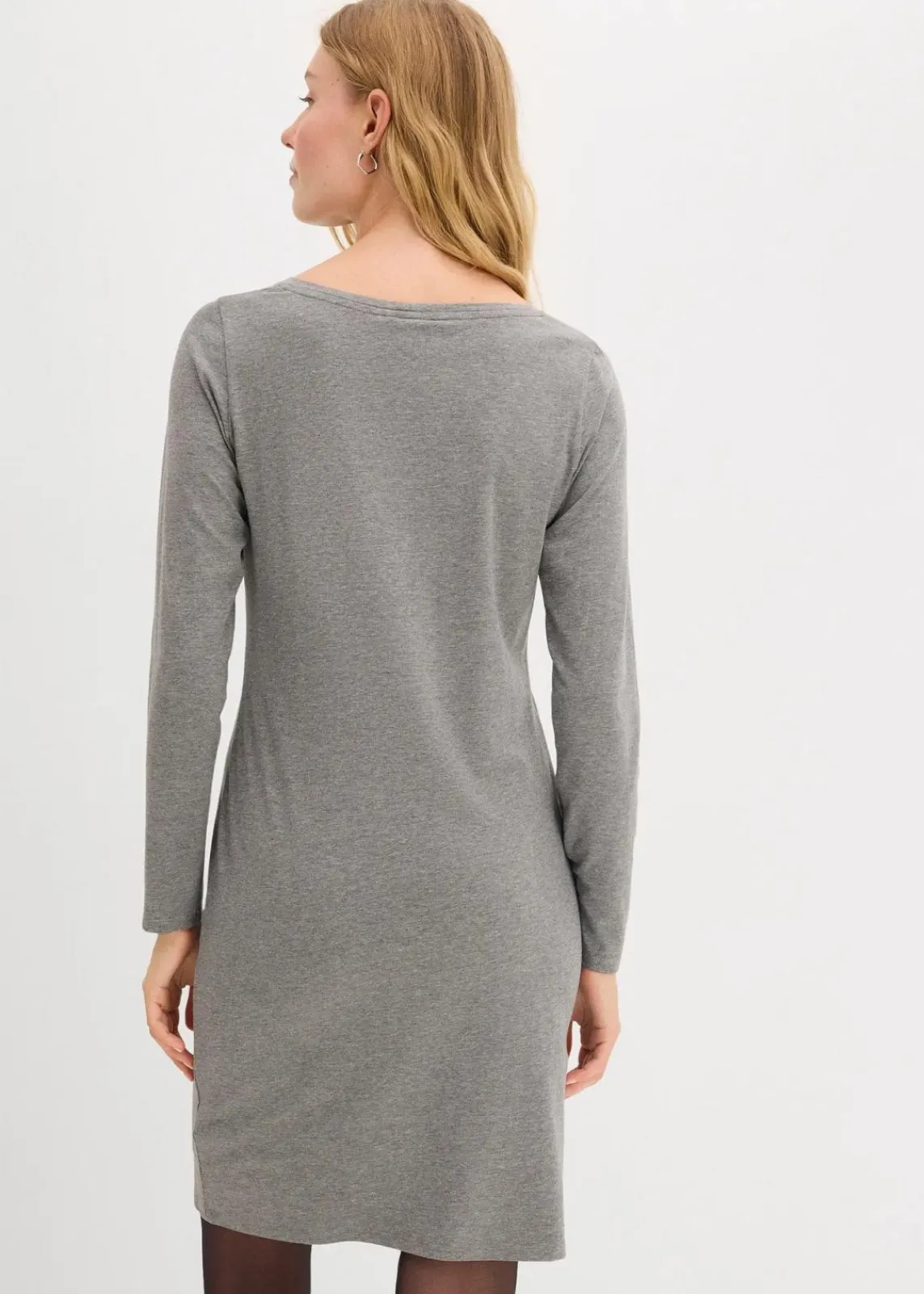 bonprix Kleider|Basics^Jerseykleid mit V-Ausschnitt (2er Pack) dunkelblau/grau meliert